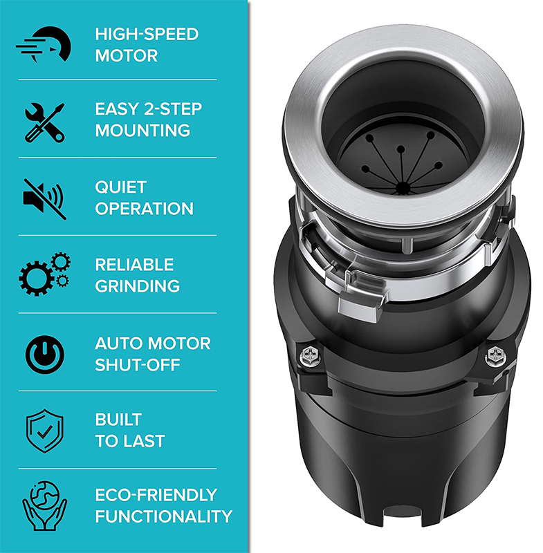 Garbage Disposal with Ultra-Quiet Motor for Kitchen Sinks 