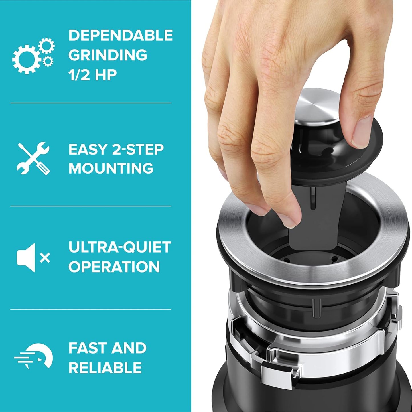 Garbage Disposal with Ultra-Quiet Motor for Kitchen Sinks 