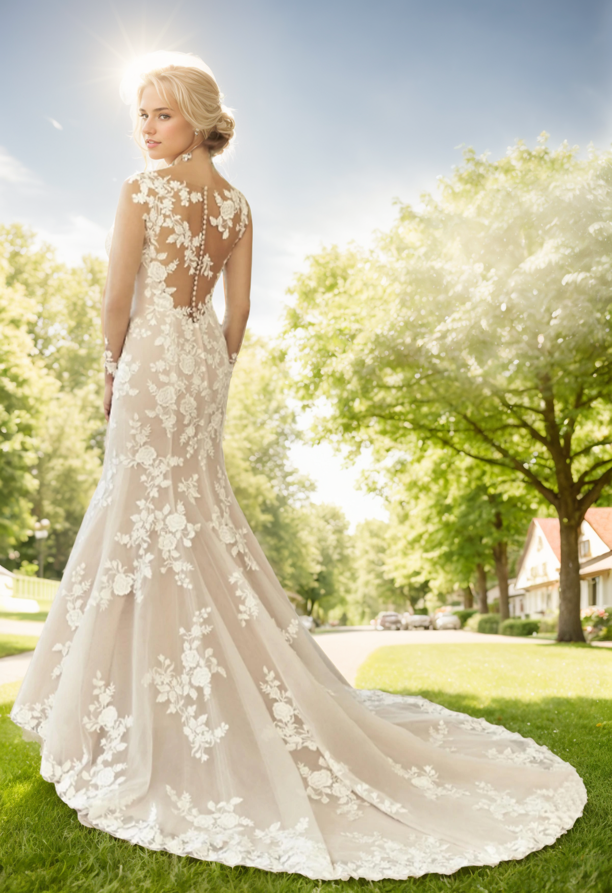 Mermaid/Trumpet Vintage Wedding Dress Illusion Neck Long Sleeve Court Train Bridal Gowns