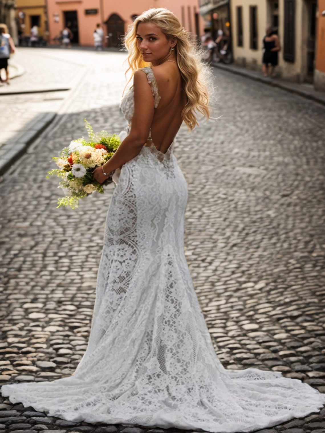 Mermaid/Trumpet Beach Sexy Boho Wedding Dresses Open Back V Neck