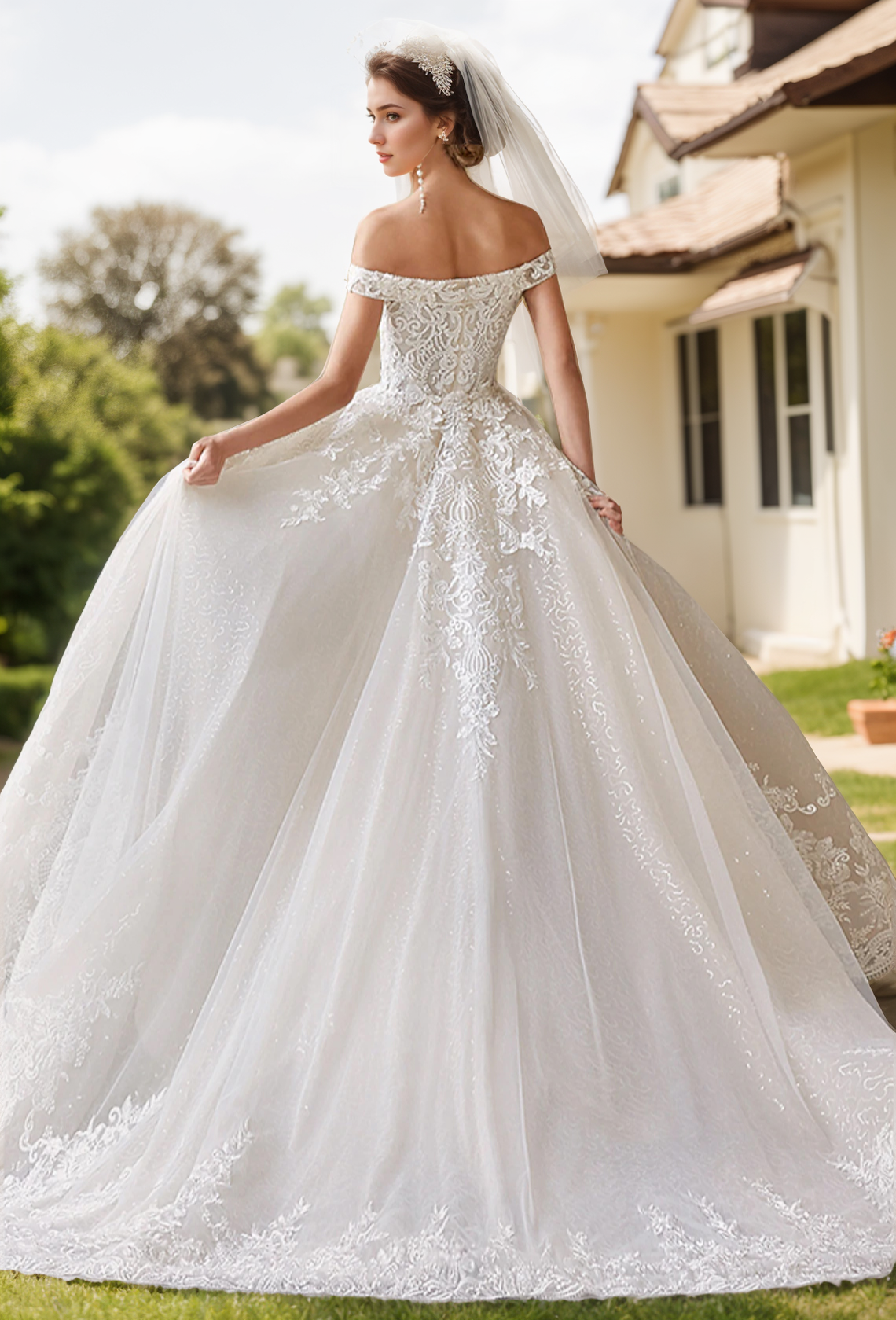 Mermaid/Trumpet Luxury Formal Wedding Dresses Off Shoulder Cap Sleeve Court Train Satin Bridal Gowns 2024