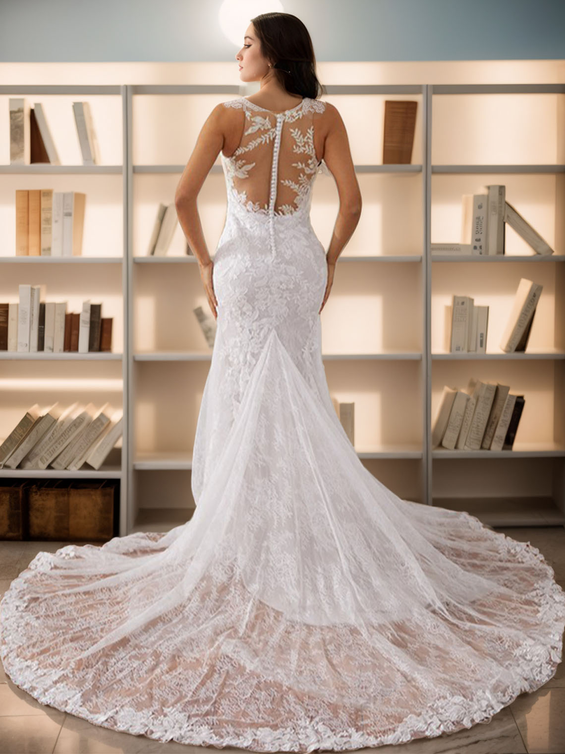 Sheath/Column Wedding Dresses Scoop Sleeveless Court Train Bridal Gowns