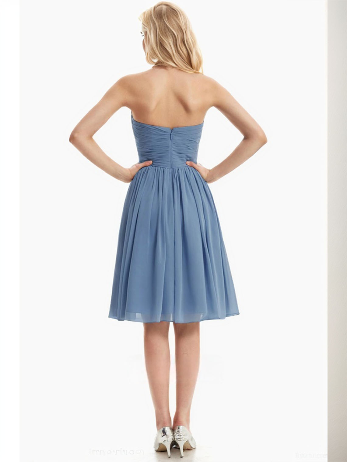A-line Sweetheart Knee Length Pleated Bridesmaid Dress