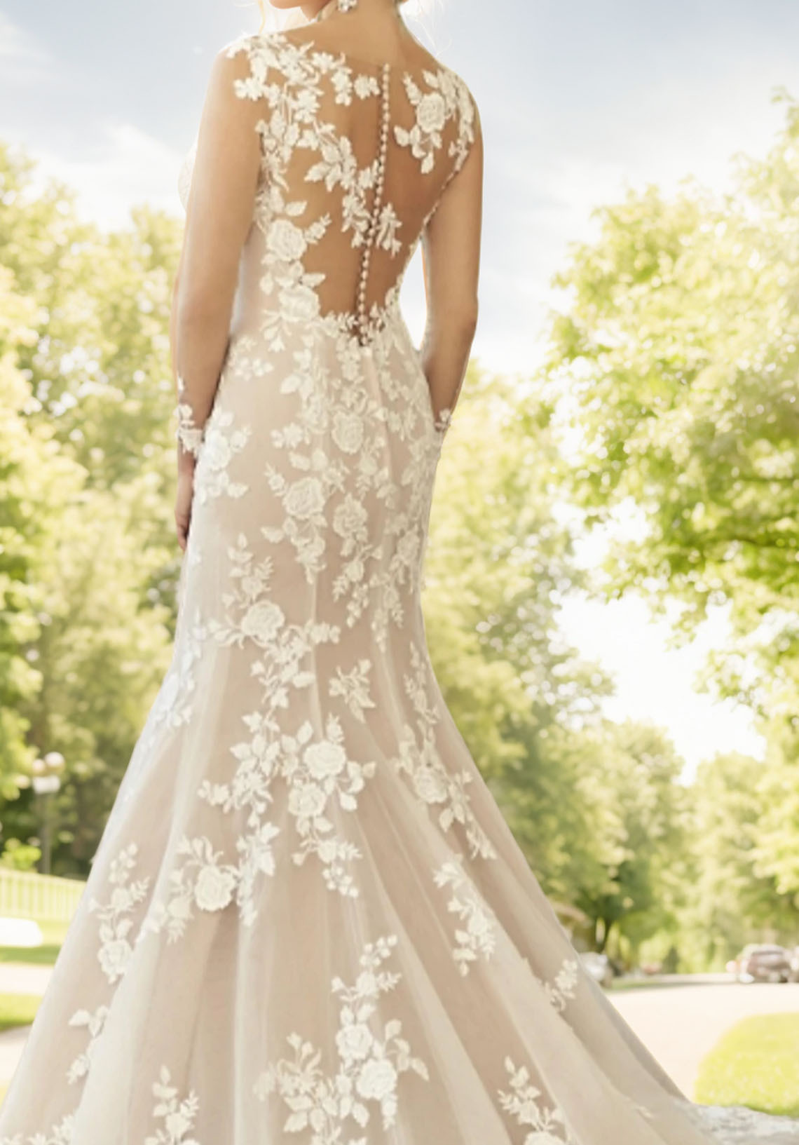 Mermaid/Trumpet Vintage Wedding Dress Illusion Neck Long Sleeve Court Train Bridal Gowns