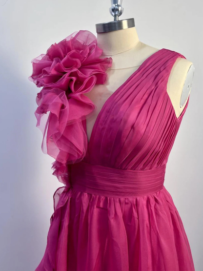 Dress A-Line Floor Length Sleeveless V Neck Formal Evening Dress