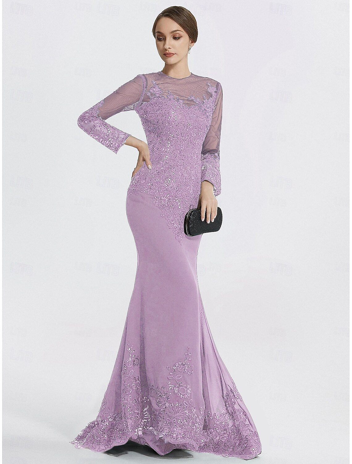 Mermaid Trumpet Evening Gown Prom Dresses Formal Dress Sparkle Long Sleeve