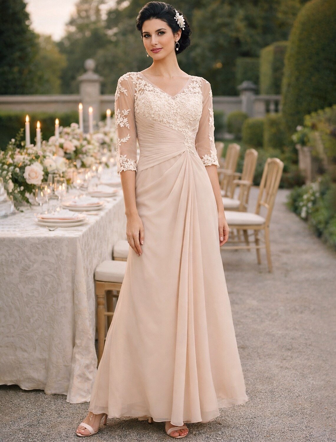 A-Line Floor Length Wedding Guest Dress Formal Dresses Evening Gown
