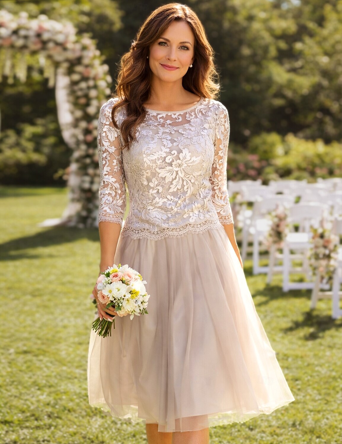 A-Line Knee Length Cocktail Dresses Party Dresses Wedding Guest Elegant