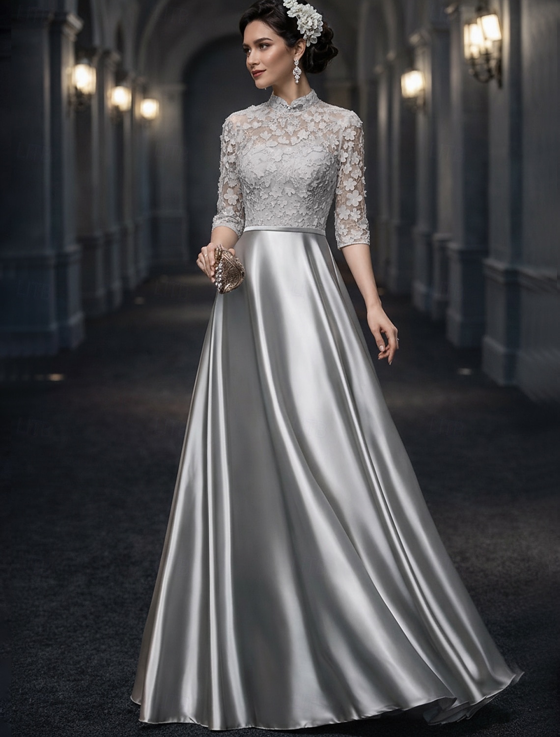 A-Line Floor Length Wedding Guest Dress Formal Dresses Evening Gown Mother of the Bride Dress Elegant Vintage