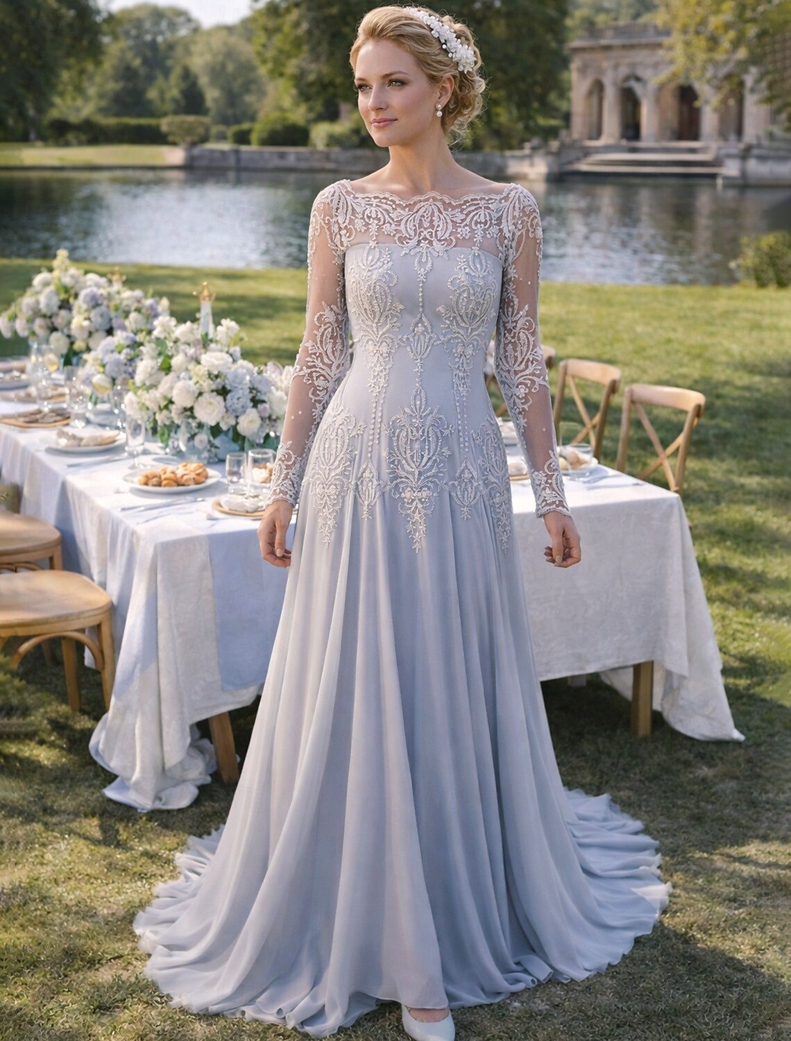 A-Line Sweep Brush Train Wedding Guest Dress Formal Dresses Evening Gown
