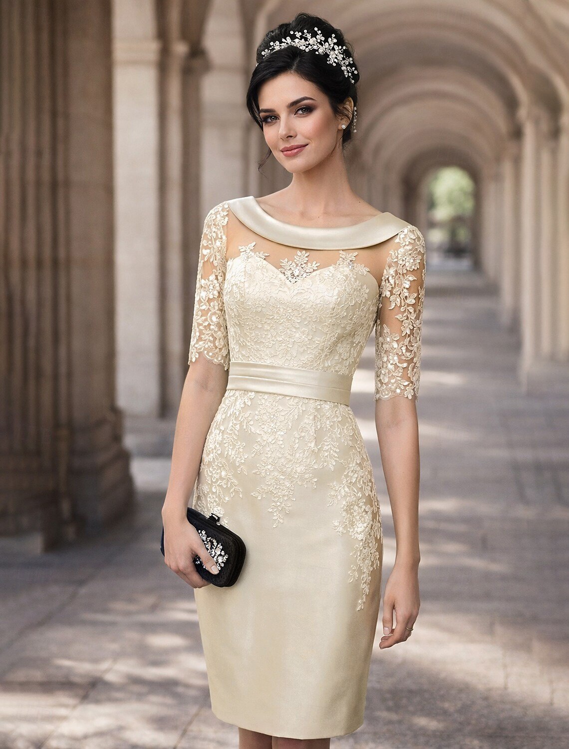 Sheath Column Knee Length Party Dress Cocktail Dress Wedding Guest