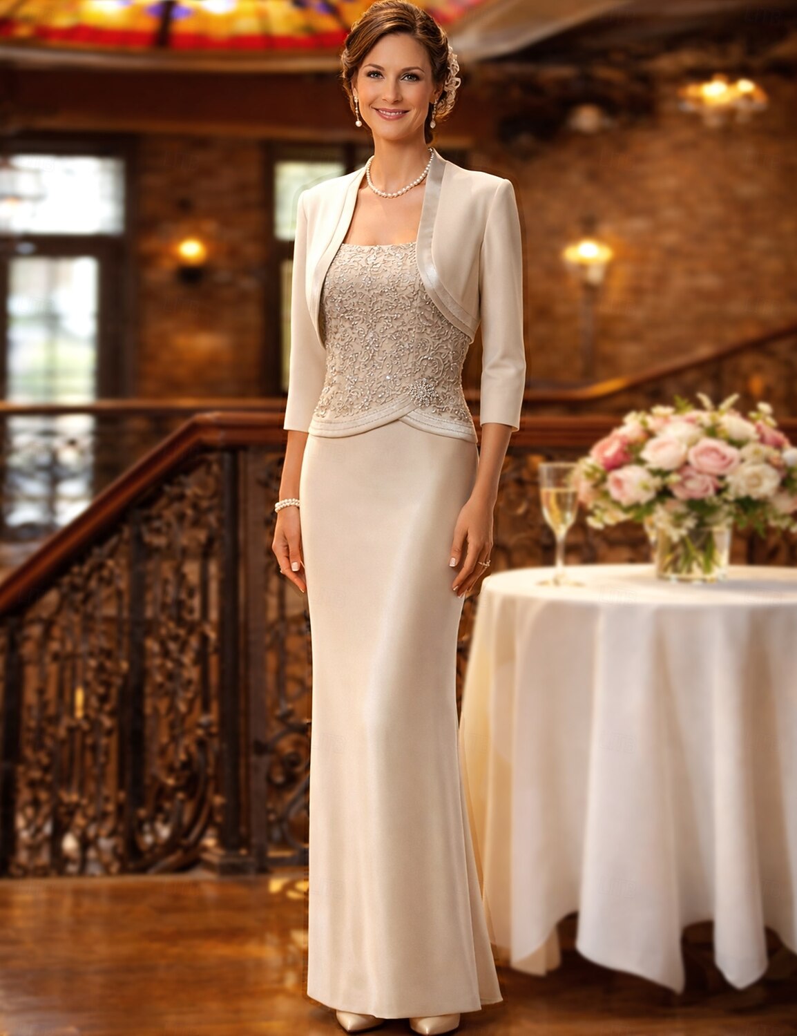 Sheath Column Floor Length Wedding Guest Dress Mother of the Bride Dress Elegant