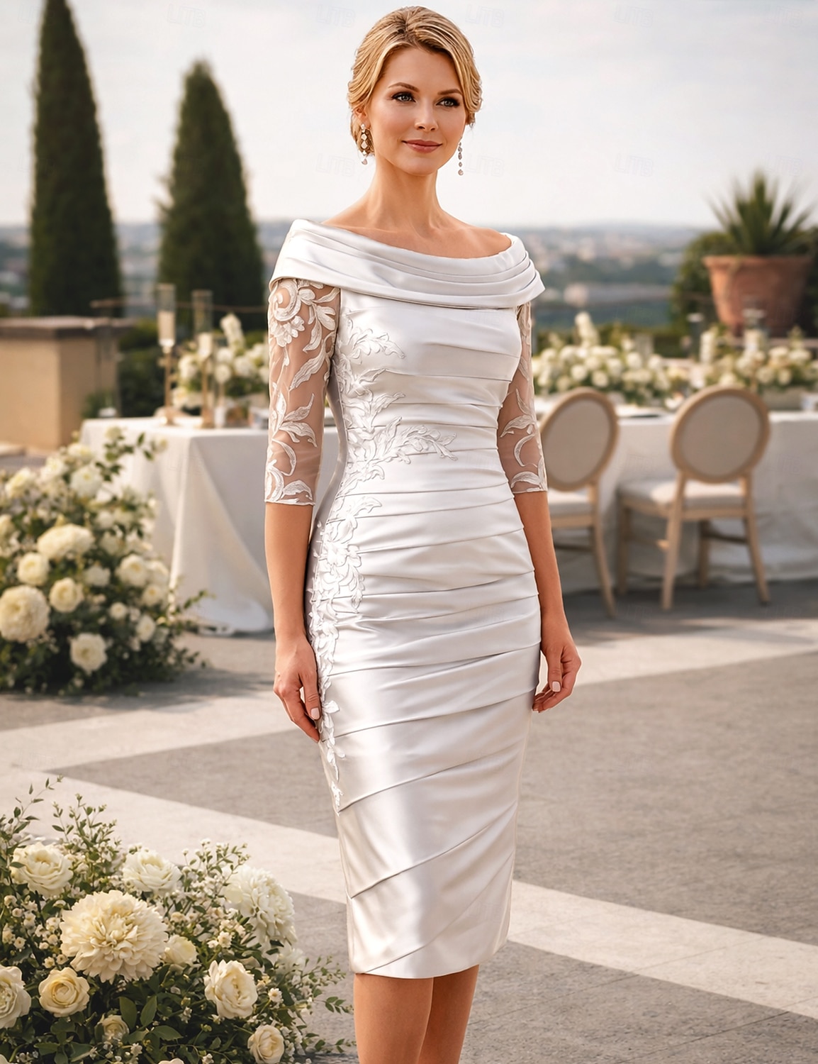 Sheath Column Knee Length Party Dress Cocktail Dress Wedding Guest Dress Mother of the Bride Dress Elegant