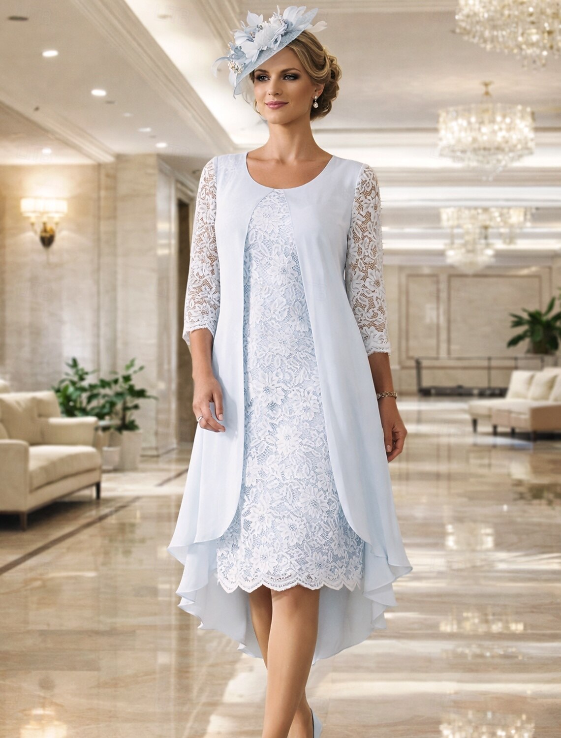 A-Line Knee Length Wedding Guest Dress Mother of the Bride Dress Long