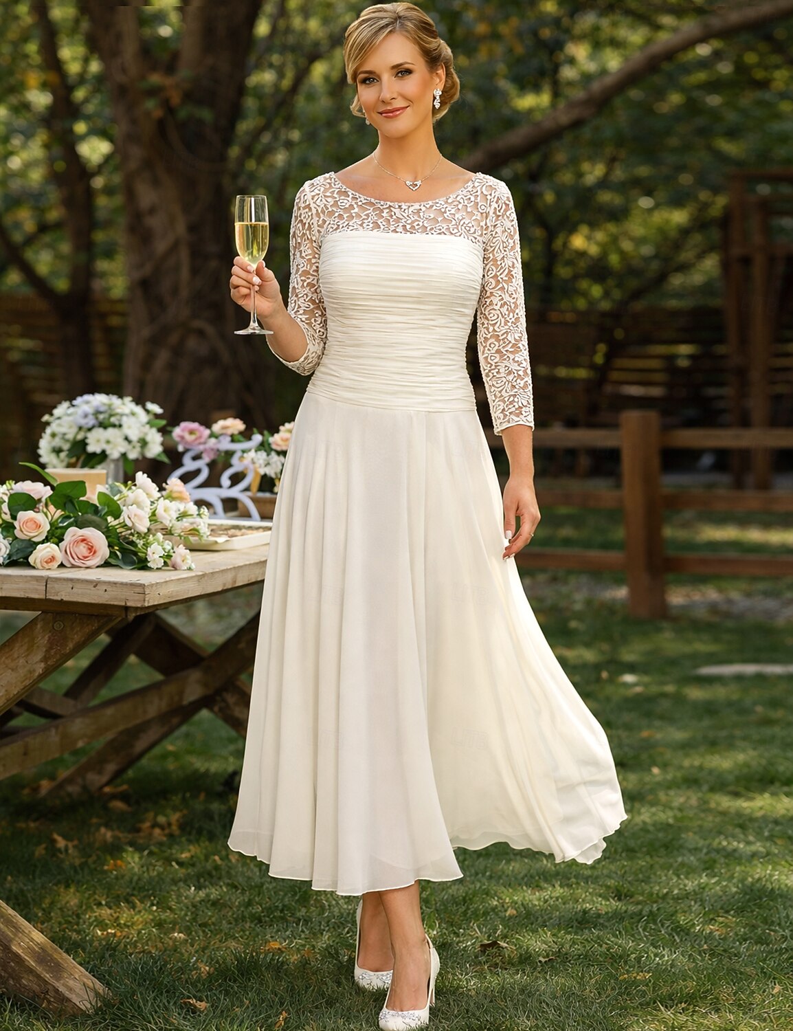 A-Line Ankle Length Party Dress Cocktail Dress Wedding Guest Dress