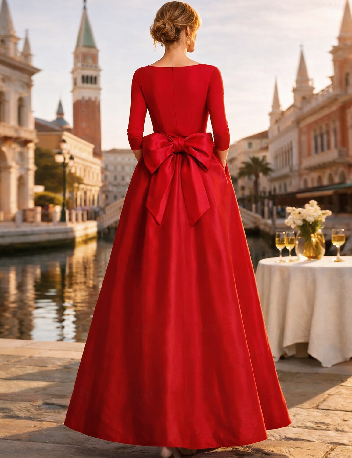Two Piece Jumpsuits Evening Gown Elegant Floor Length Long Sleeve V Neck