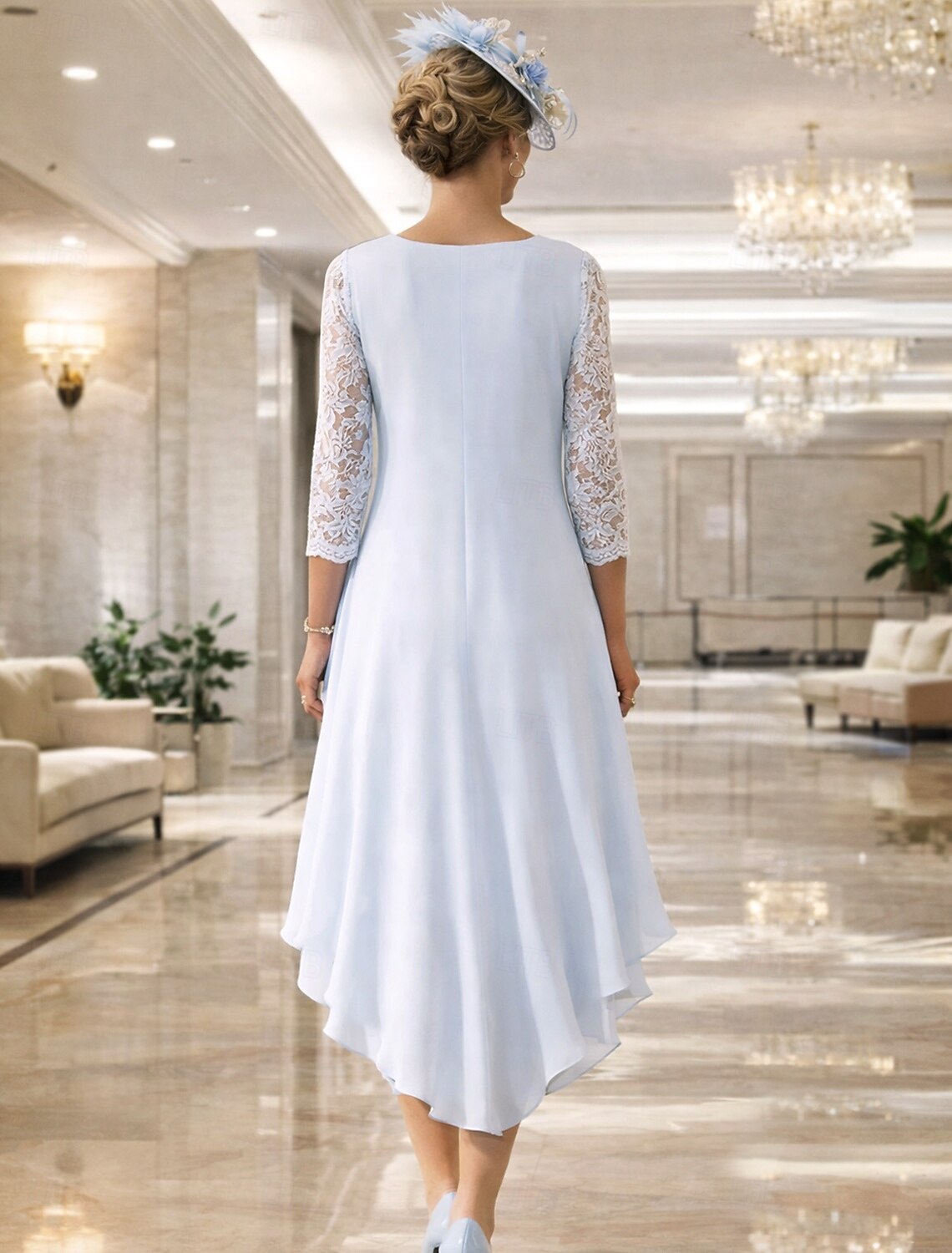 A-Line Knee Length Wedding Guest Dress Mother of the Bride Dress Long