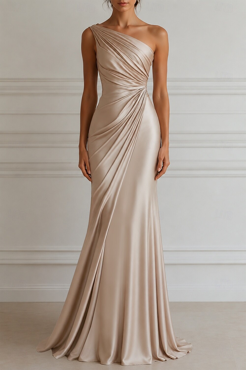 Mermaid Trumpet Court Train Evening Gown Elegant Sleeveless One Shoulder