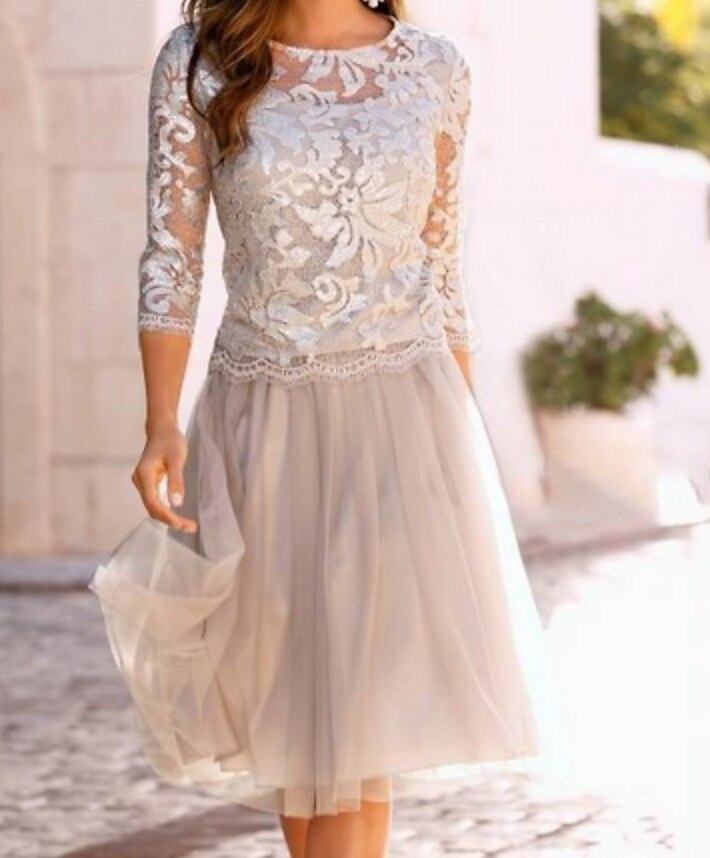 A-Line Knee Length Cocktail Dresses Party Dresses Wedding Guest Elegant