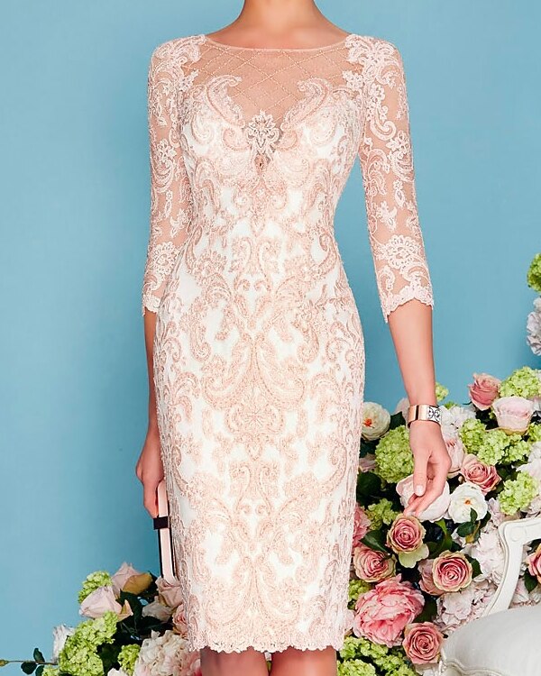 Two Piece Sheath Column Wedding Guest Dress Mother of the Bride Elegant