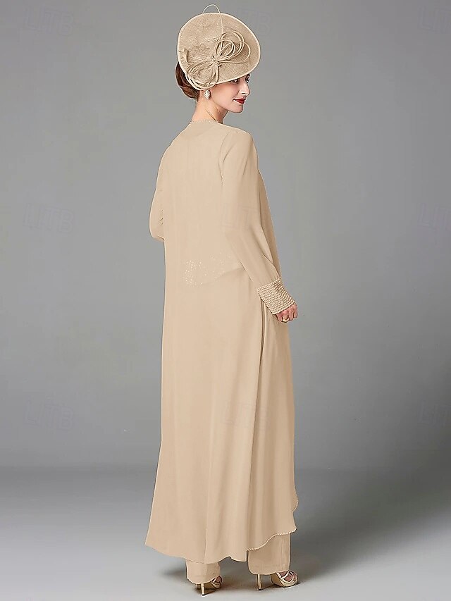 Jumpsuit Pantsuit 3 Piece Mother of the Bride Dress Long Sleeve
