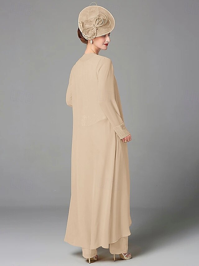 Jumpsuit Pantsuit 3 Piece Mother of the Bride Dress Long Sleeve