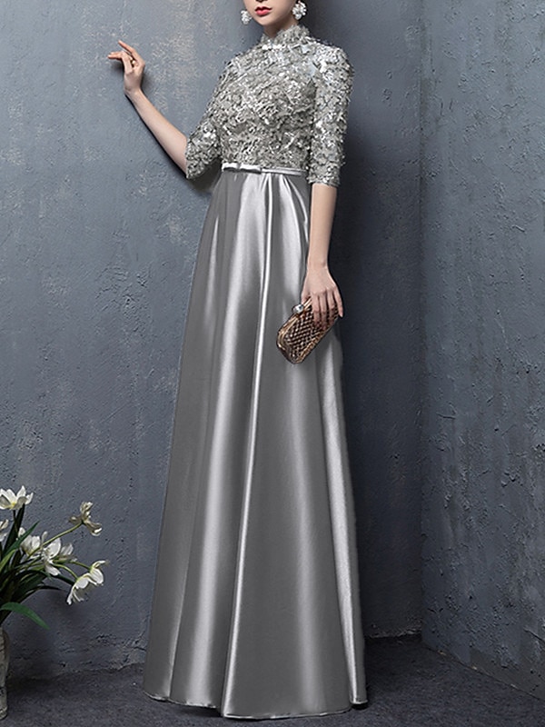 A-Line Floor Length Wedding Guest Dress Formal Dresses Evening Gown Mother of the Bride Dress Elegant Vintage
