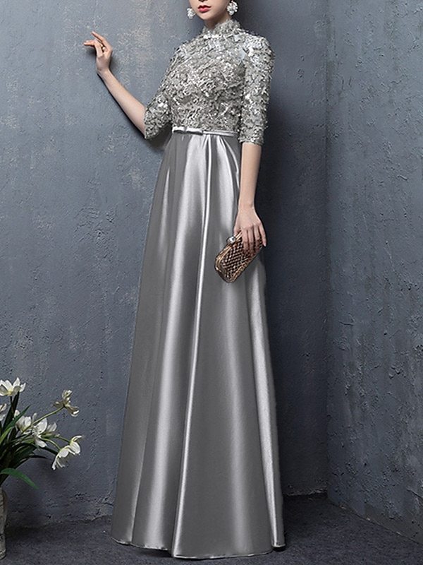 A-Line Floor Length Wedding Guest Dress Formal Dresses Evening Gown Mother of the Bride Dress Elegant Vintage