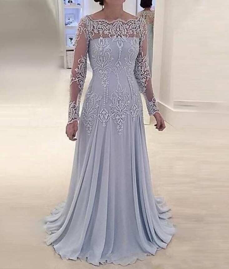A-Line Sweep Brush Train Wedding Guest Dress Formal Dresses Evening Gown