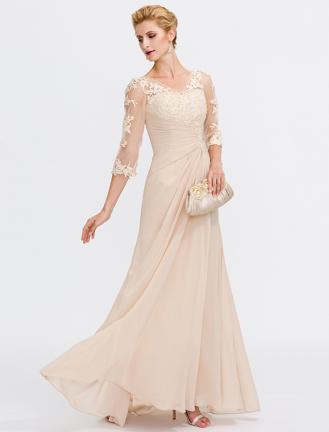 A-Line Floor Length Wedding Guest Dress Formal Dresses Evening Gown
