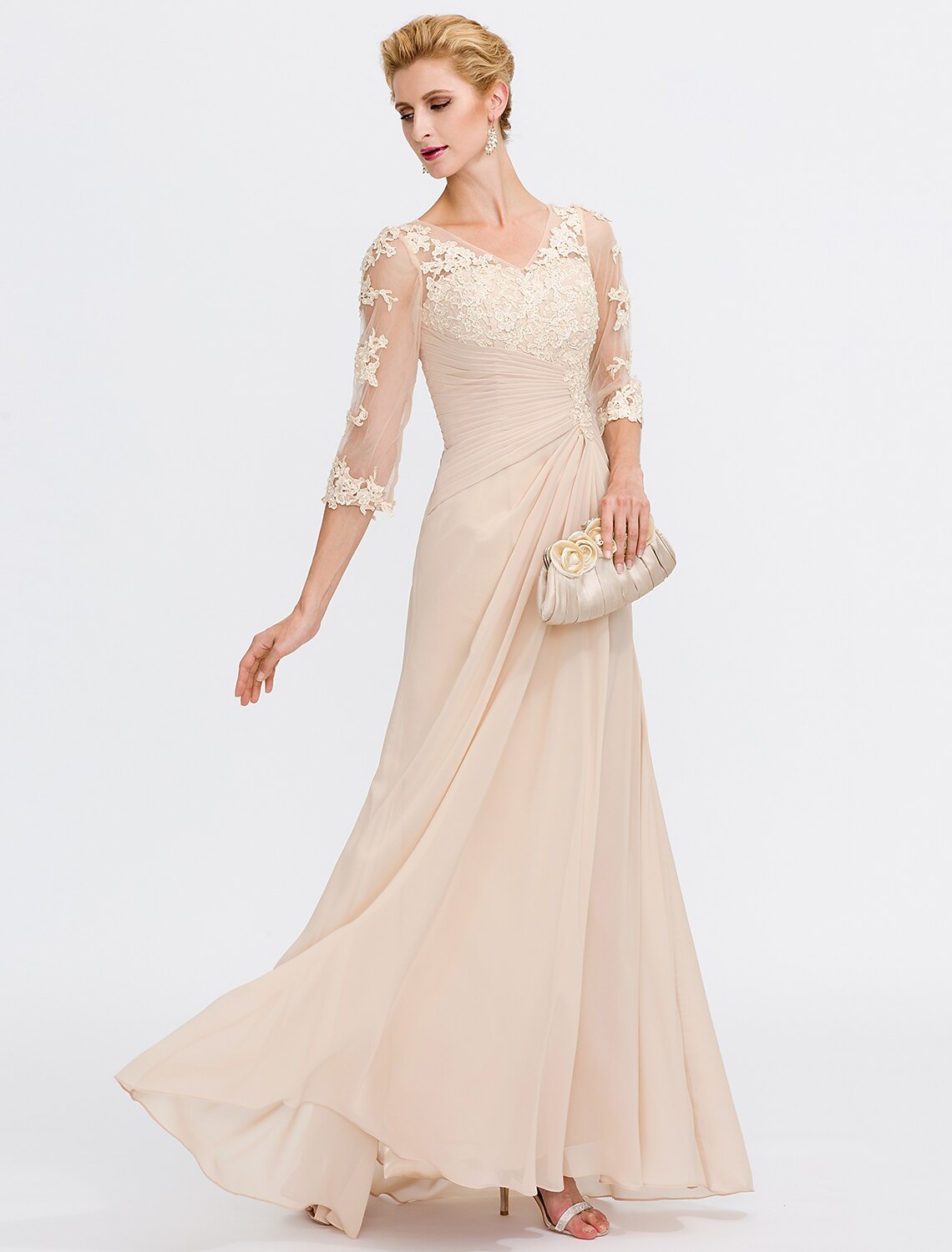 A-Line Floor Length Wedding Guest Dress Formal Dresses Evening Gown