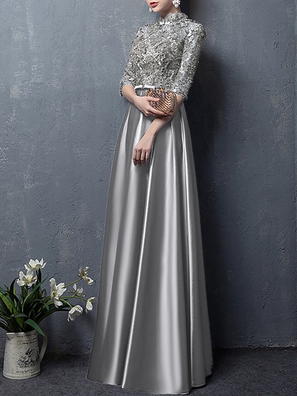 A-Line Floor Length Wedding Guest Dress Formal Dresses Evening Gown Mother of the Bride Dress Elegant Vintage