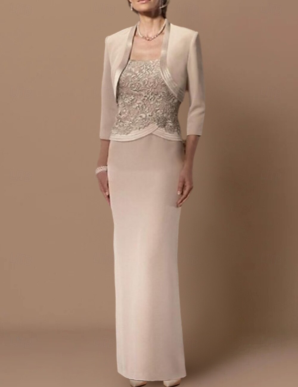 Sheath Column Floor Length Wedding Guest Dress Mother of the Bride Dress Elegant