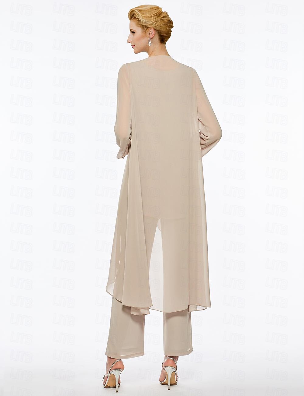 3 Piece Mother of the Bride Dress Elegant Plus Size Wedding Guest Chiffon
