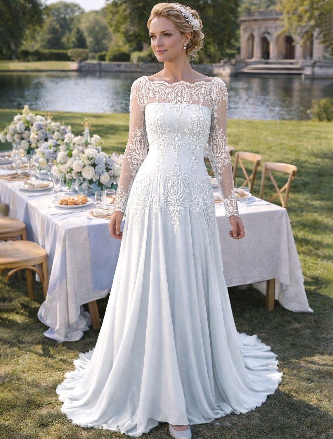 A-Line Sweep Brush Train Wedding Guest Dress Formal Dresses Evening Gown