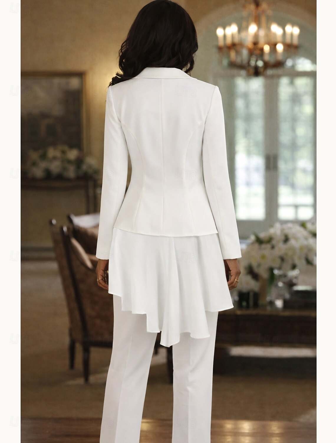 Two Piece Pantsuit Floor Length Mother of the Bride Dress Elegant