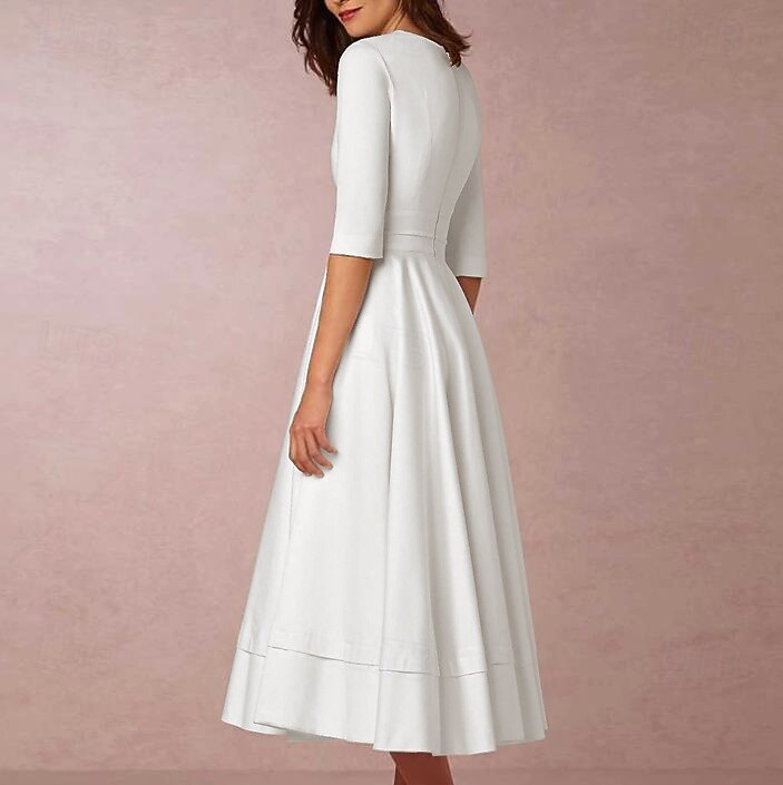 A-Line Tea Length Wedding Dresses Bridal Shower Dresses Vintage