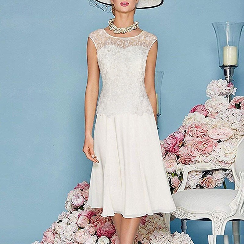 Two Piece Sheath Column Knee Length Wedding Guest Dress Mother of the Bride Dress 3/4 Length Sleeve