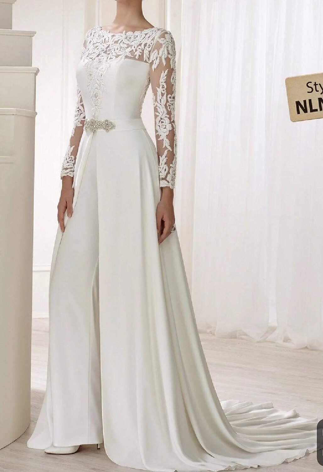 Jumpsuits Floor Length Wedding Dresses Simple Casual Long Sleeve