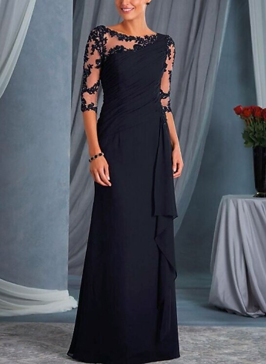 Sheath Column Floor Length Wedding Guest Dresses Formal Dresses Evening Gown