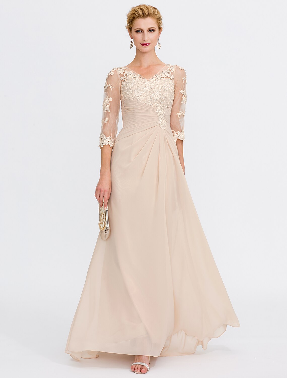A-Line Floor Length Wedding Guest Dress Formal Dresses Evening Gown