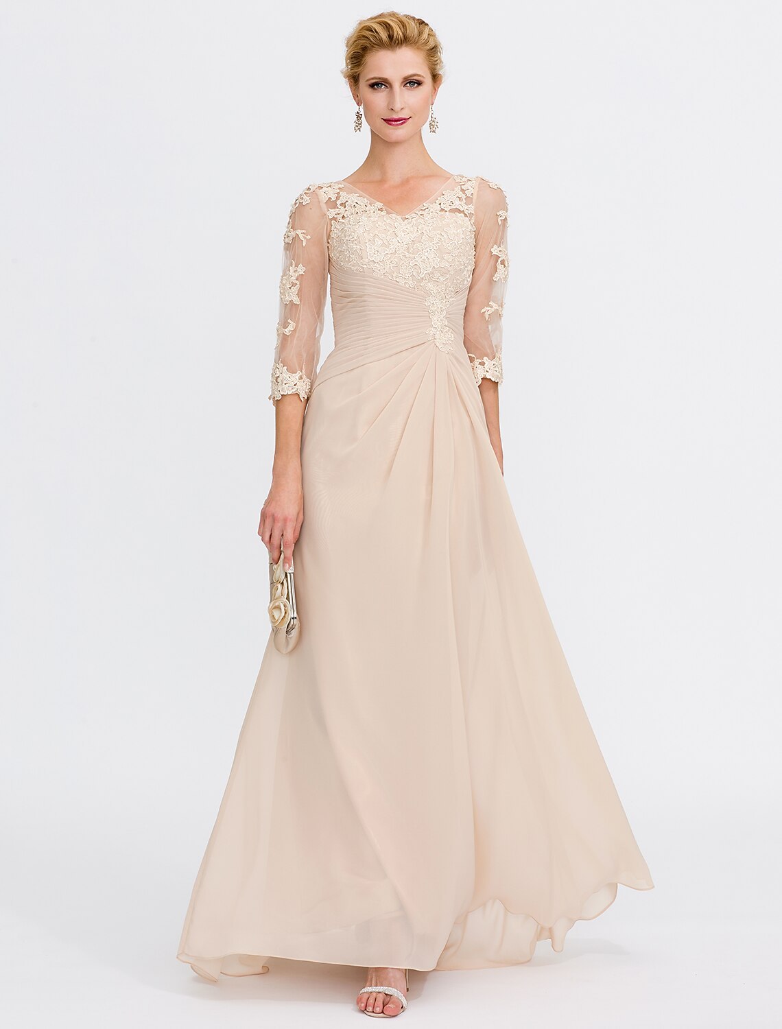 A-Line Floor Length Wedding Guest Dress Formal Dresses Evening Gown