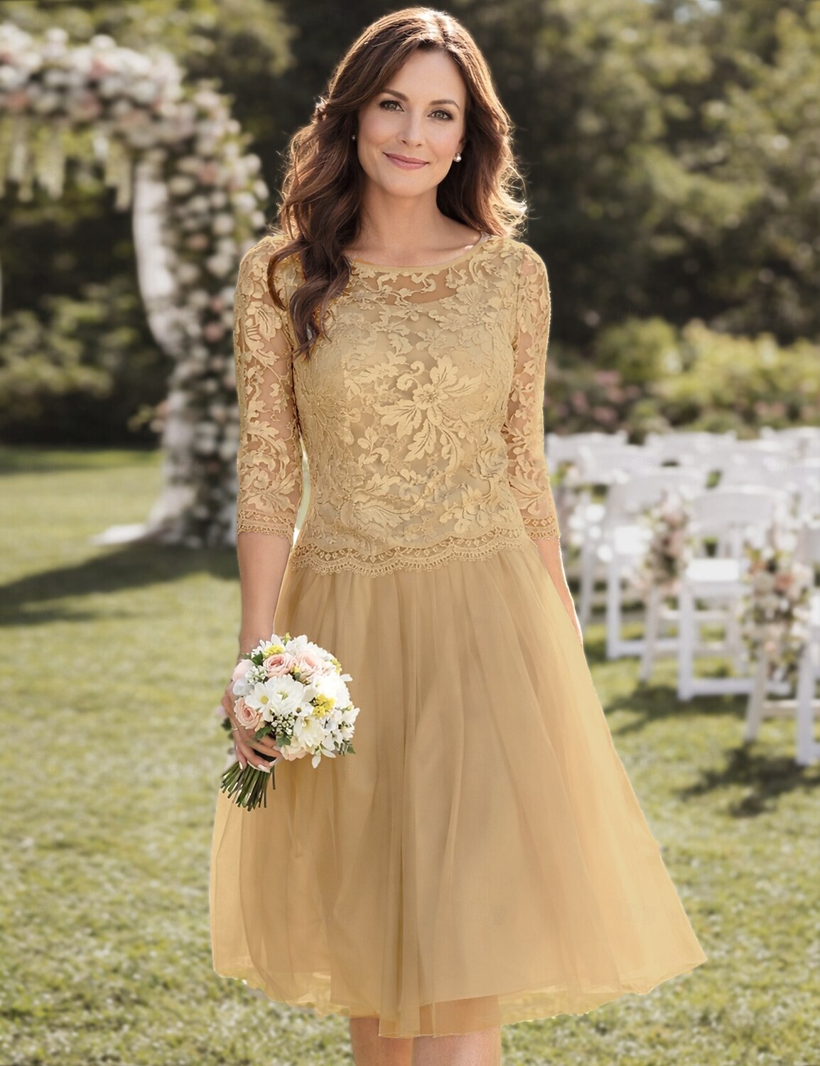 A-Line Knee Length Cocktail Dresses Party Dresses Wedding Guest Elegant