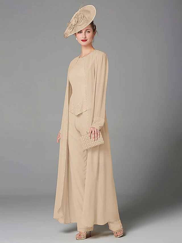 Jumpsuit Pantsuit 3 Piece Mother of the Bride Dress Long Sleeve