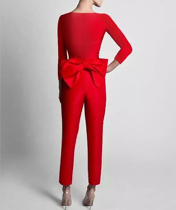Two Piece Jumpsuits Evening Gown Elegant Floor Length Long Sleeve V Neck
