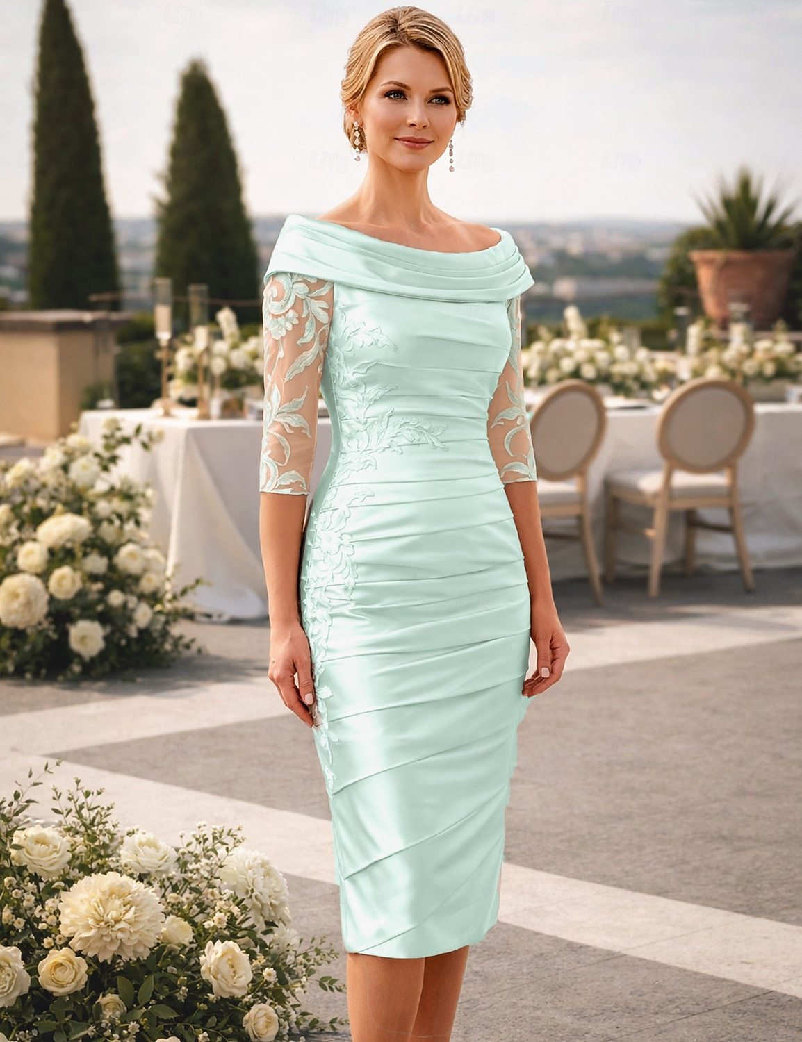 Sheath Column Knee Length Party Dress Cocktail Dress Wedding Guest Dress Mother of the Bride Dress Elegant