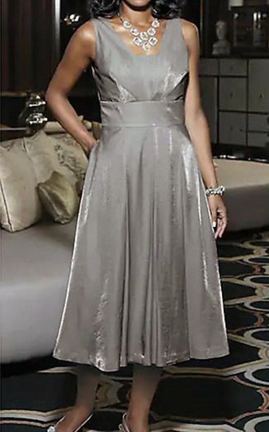 Two Piece A-Line Tea Length Wedding Guest Dress Mother of the Bride Dress Elegant Vintage Plus Size