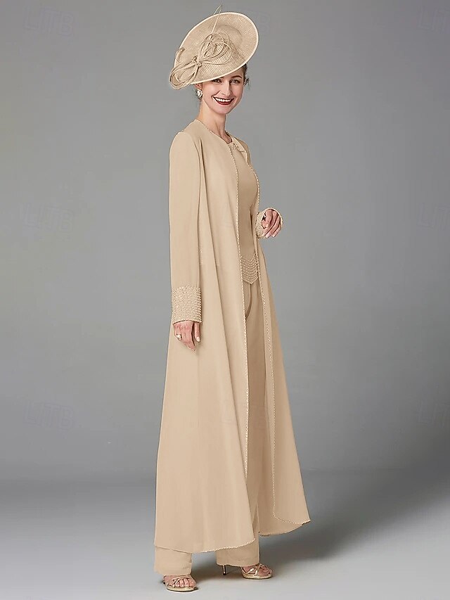 Jumpsuit Pantsuit 3 Piece Mother of the Bride Dress Long Sleeve