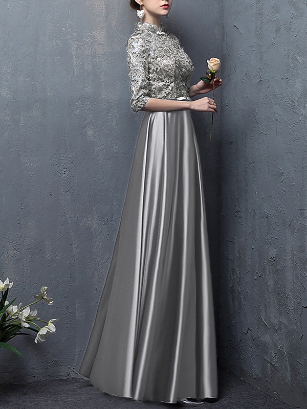 A-Line Floor Length Wedding Guest Dress Formal Dresses Evening Gown Mother of the Bride Dress Elegant Vintage