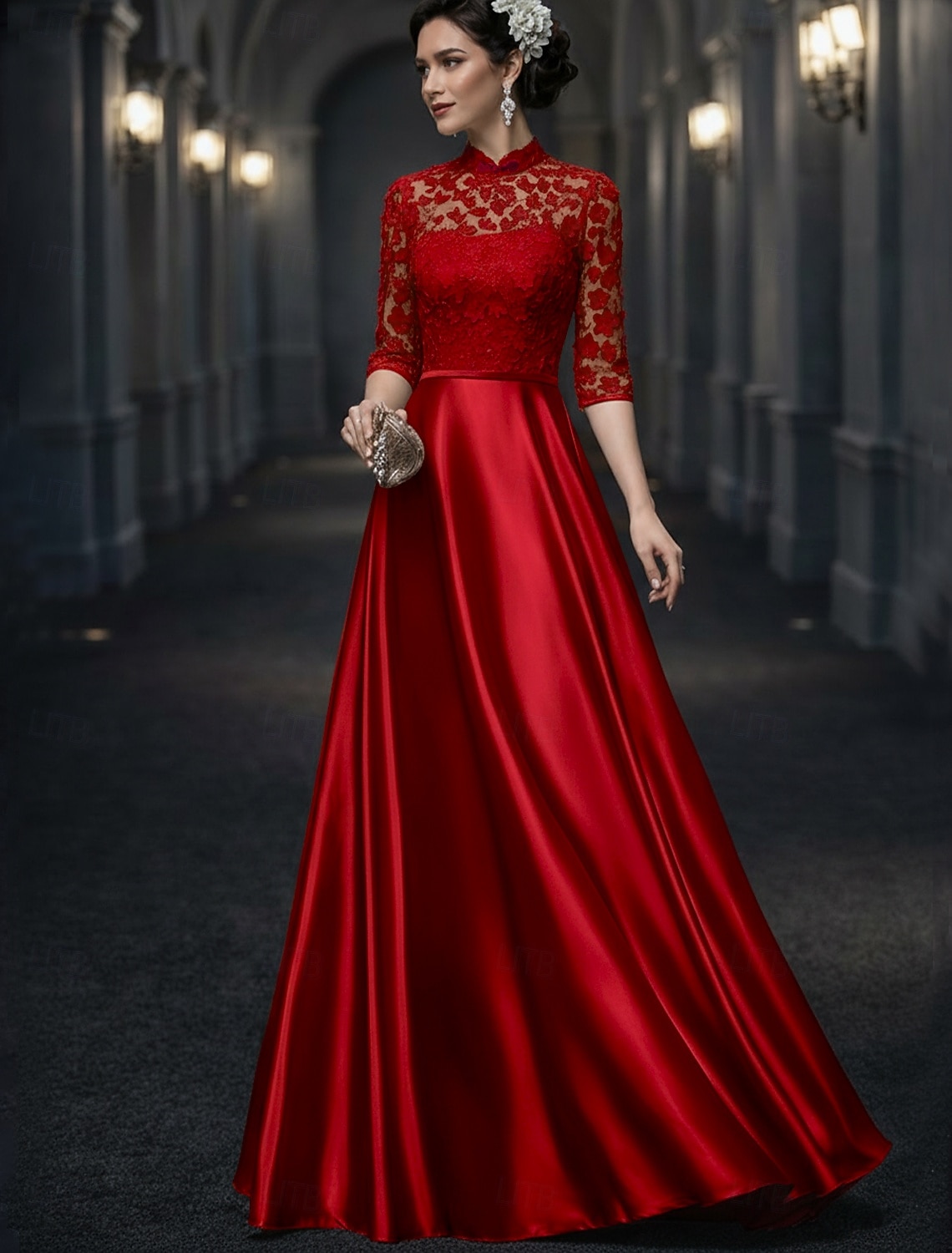 A-Line Floor Length Wedding Guest Dress Formal Dresses Evening Gown Mother of the Bride Dress Elegant Vintage